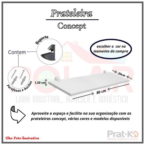 Imagem de Prateleira concept 20 x 80 x 1,5 cm  prat-k