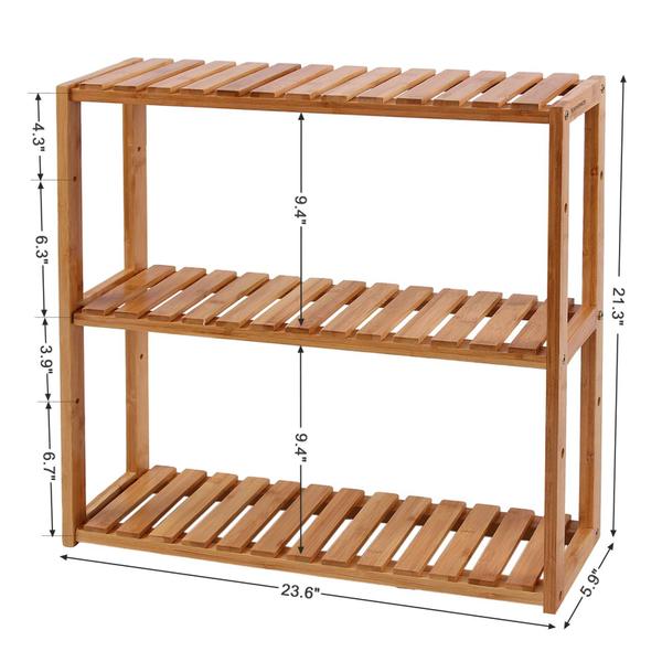 Imagem de Prateleira de Banheiro de Bambu SONGMICS - Rack de Plantas Ajustável de 3 Camadas (UBCB13Y)