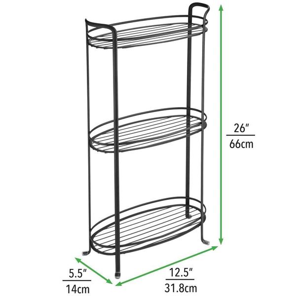 Imagem de Prateleira de banheiro MDesign de 3 camadas com 3 cestos preta