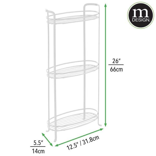 Imagem de Prateleira de banheiro MDesign de 3 camadas de metal branco