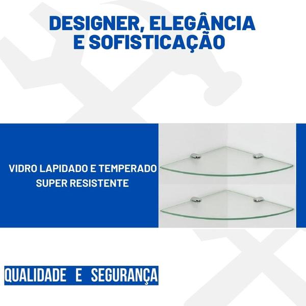 Imagem de Prateleira de canto para banheiro 30 cm kit com 2 unidades