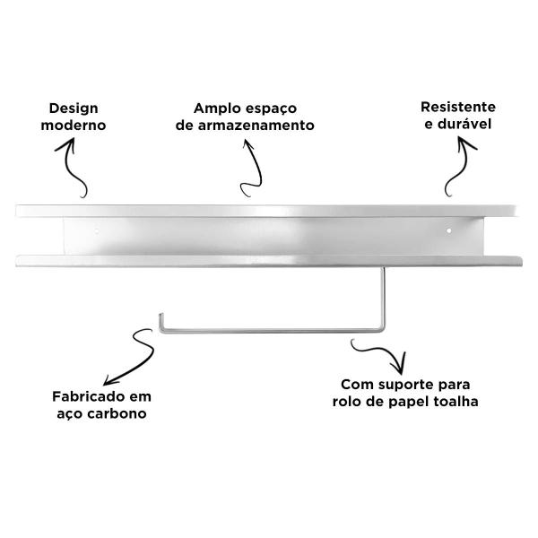 Imagem de Prateleira de Cozinha Porta Tempero e Papel Toalha Laces