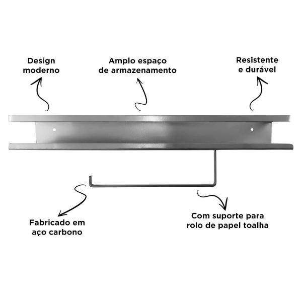 Imagem de Prateleira de Cozinha Porta Tempero e Papel Toalha Laces