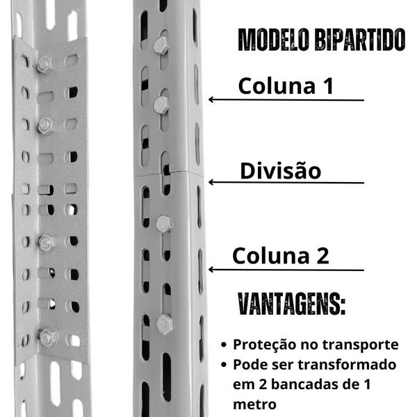 Imagem de Prateleira De Ferro 30cm - Industrial Reforçada  até 400kg Com 5 bandejas