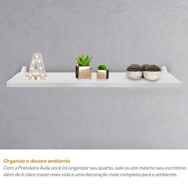 Imagem de Prateleira De Livro Decorativa De Parede Ávila MDP Branco 60cm X 15cm