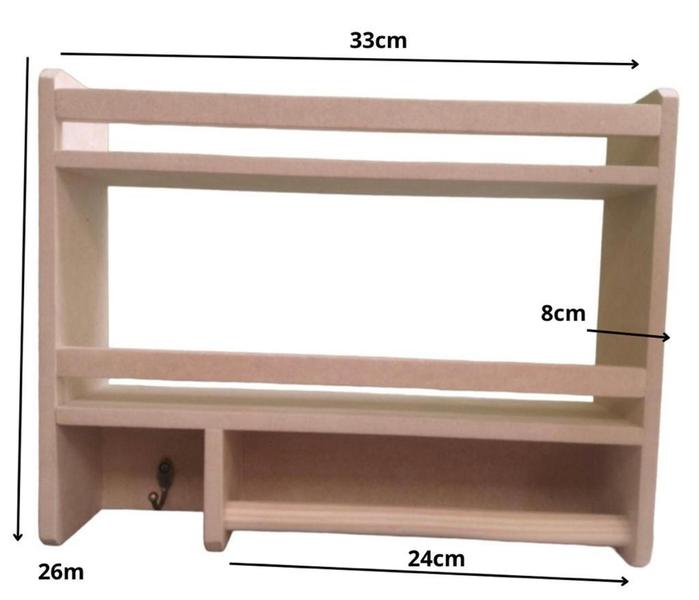Imagem de Prateleira de madeira MDF Porta Tempero Cozinha Àrea de Churrasco