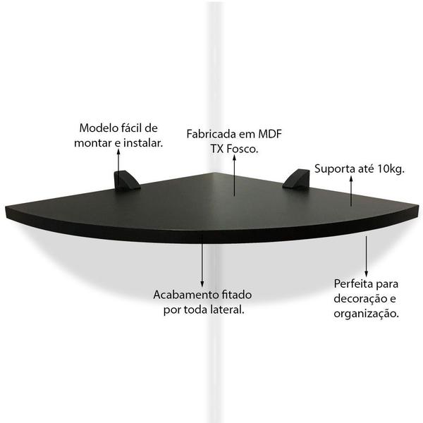 Imagem de Prateleira De Parede Canto Organizadora P/ Quarto Sala Cozinha MDF 35 X 35 Preto