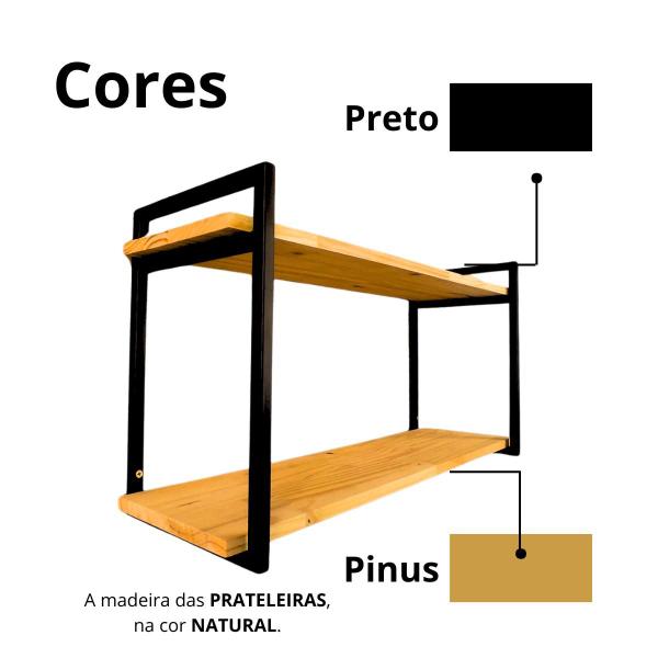 Imagem de Prateleira De Parede Estante Suspensa Organizadora 75cm Ferro/Madeira Industrial