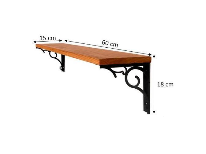Prateleira De Parede Kalise 60Cm Metal Madeira Suspenso Imagem de Prateleira De Parede Kalise 60Cm Metal Madeira Suspenso
