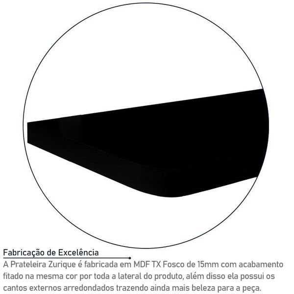 Imagem de Prateleira De Parede Madeira 60cm x 15cm Prata e Preta