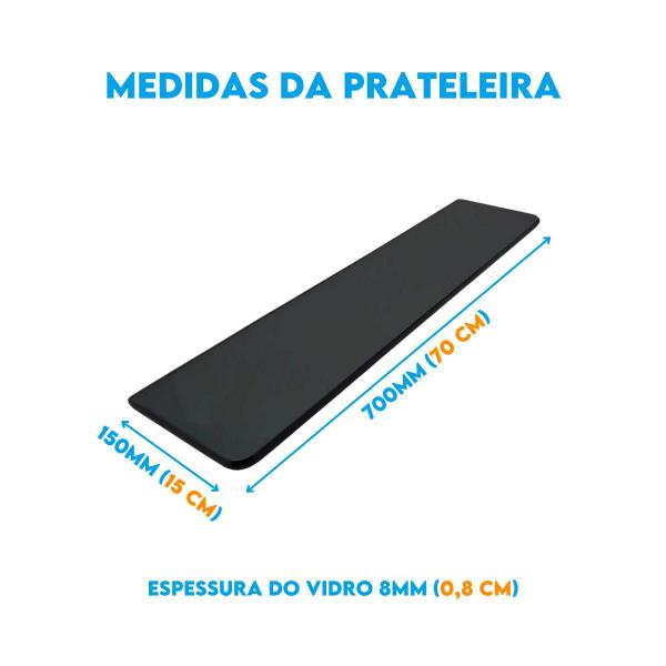 Imagem de Prateleira De Vidro Borda Arredondada 70x15cm Para Banheiro