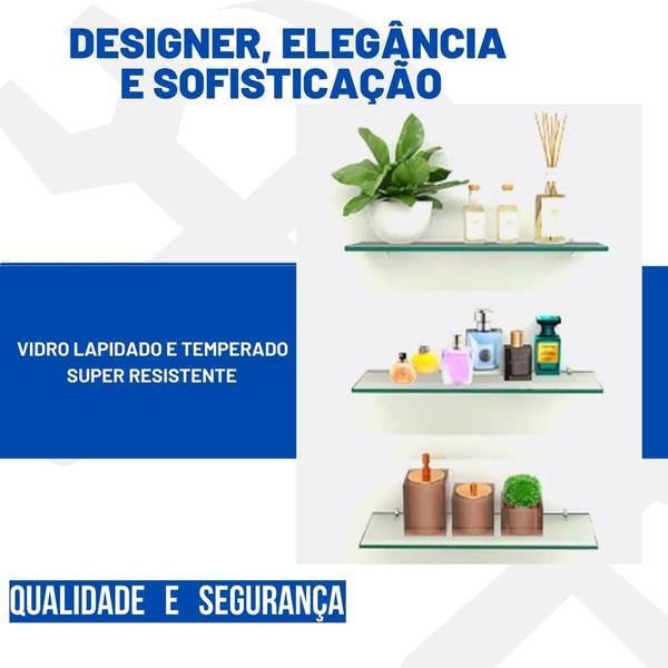 Imagem de Prateleira de vidro decorativa 30 x 15 kit com 4 unidades