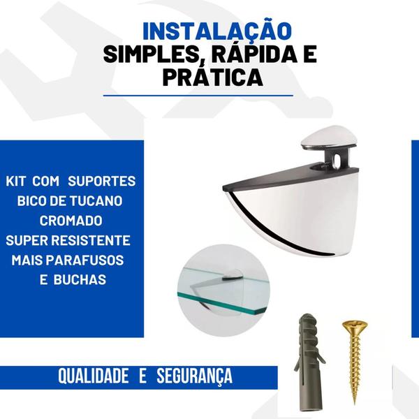 Imagem de Prateleira de vidro decorativa 50x20 Bico Tucano Ki com 2 unidades