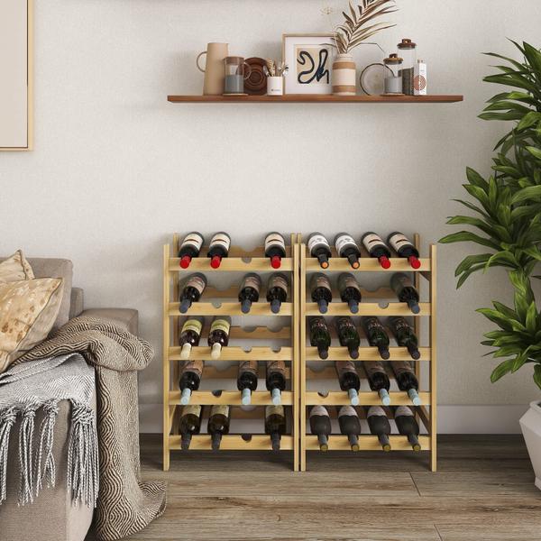 Imagem de Prateleira de vinhos SMIBUY Bamboo, 20 garrafas, independente, natural