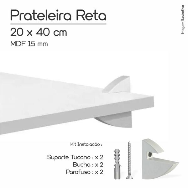 Imagem de Prateleira Decorativa 20 X 40 Cm Mdf Com Suporte Tucano