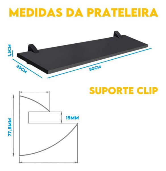 Imagem de Prateleira Decorativa Com Suporte 80x25 Decoração 20kg