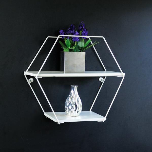 Imagem de Prateleira Decorativa Geometrica Hexagonal Branco