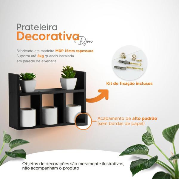 Imagem de Prateleira Decorativa Porta Papel para Banheiro 40cm Djon Preto