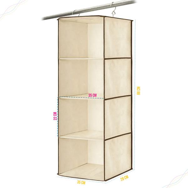 Imagem de Prateleira Dobrável Multiuso Organizador Guarda Roupa 4 Nichos Tnt 35x28x88cm