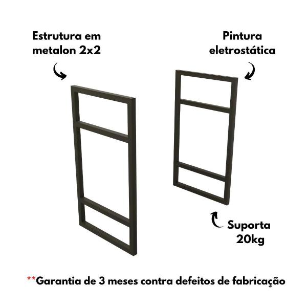 Imagem de Prateleira Dupla De Ferro E Madeira Estilo Industrial