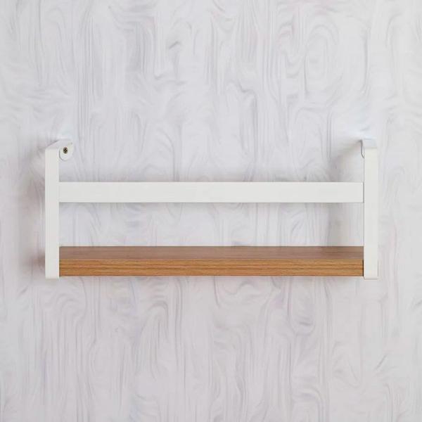 Imagem de Prateleira em Aço Carbono e MDF Box Estilo Branco e Madeira 45CM