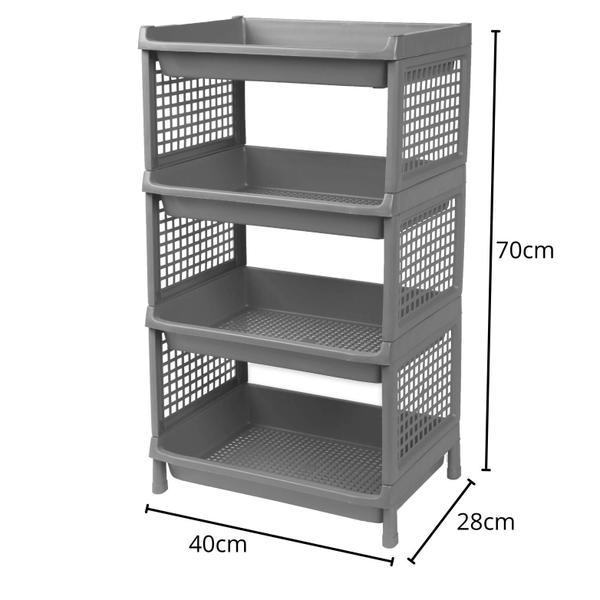 Imagem de Prateleira Estante De Plástico 4 Andares Multiuso Desmontável 40x28x70cm Elloplas 