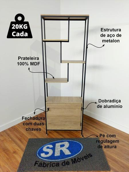 Imagem de Prateleira Estante Industrial Com Armário Estoque Escritório