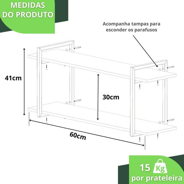 Imagem de Prateleira Estilo Industrial Cozinha De Parede Gnd Bm 60Cm