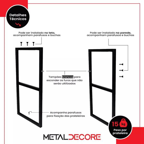 Imagem de Prateleira Estilo Industrial Moderna Para Cozinha 60x50 Mdf