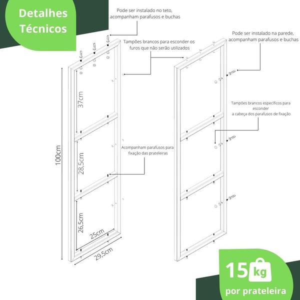 Imagem de Prateleira Estilo Industrial Suspensa Cozinha 1.20mt B.B