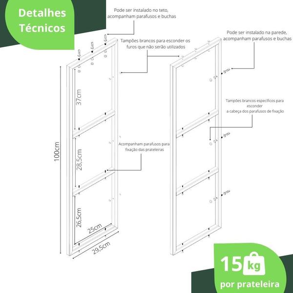 Imagem de Prateleira Estilo Industrial Suspensa Teto Cozinha 1mt B.M