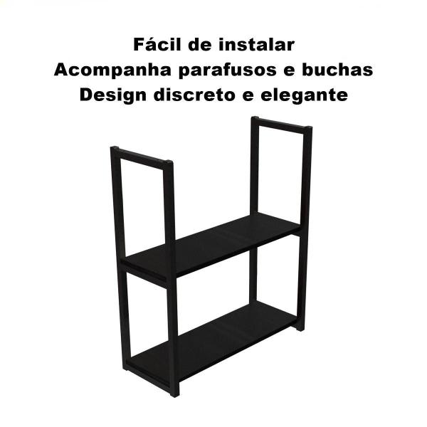 Imagem de Prateleira Industrial 2 Prateleiras 60X20 Preta Diy Estilo