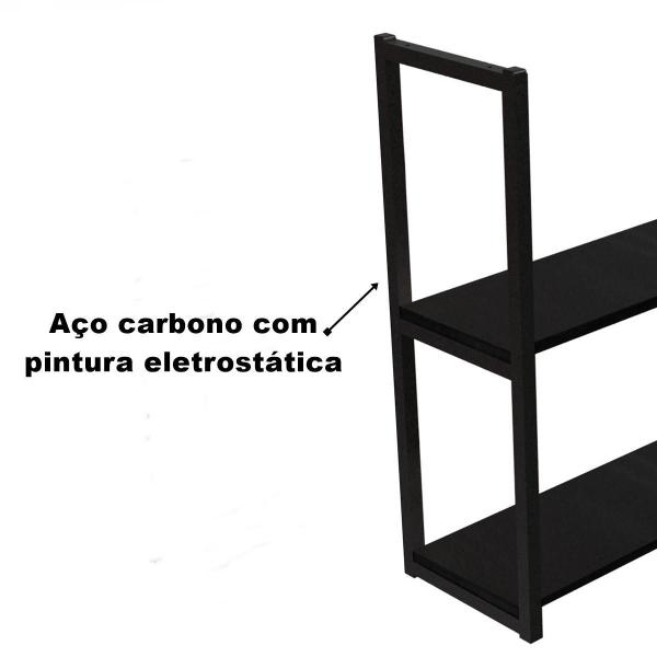 Imagem de Prateleira Industrial 2 Prateleiras 60X20 Preta Diy Estilo