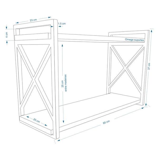 Imagem de Prateleira Industrial 20x60cm Antidescascamento - Kit Completo