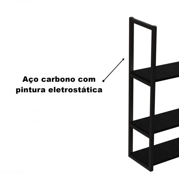 Imagem de Prateleira Industrial 3 Prateleiras 120X20 Preta Diy Estilo