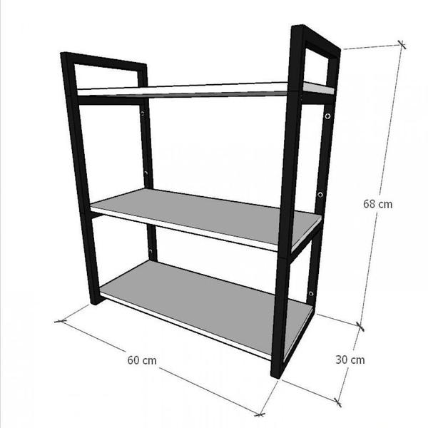 Imagem de Prateleira industrial com três níveis cor branco 68x30x60