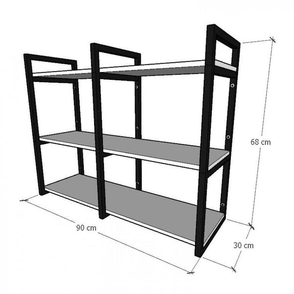 Imagem de Prateleira industrial com três níveis cor branco 68x30x90