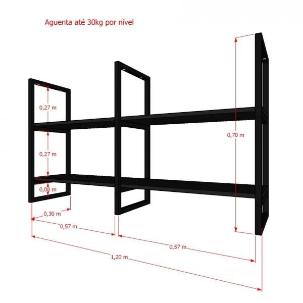 Imagem de Prateleira industrial cozinha suporte para prateleira industrial nicho industrial nichos para cozinha pratileira mdf