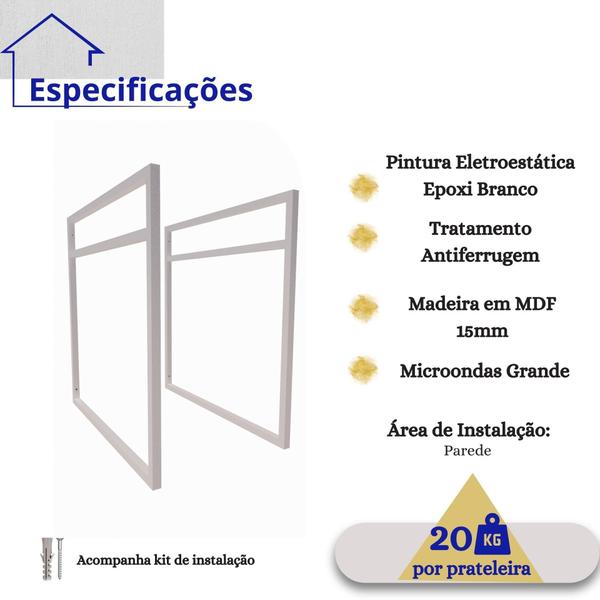 Imagem de Prateleira Industrial Forno Eletrico Microondas 45X60 Branco