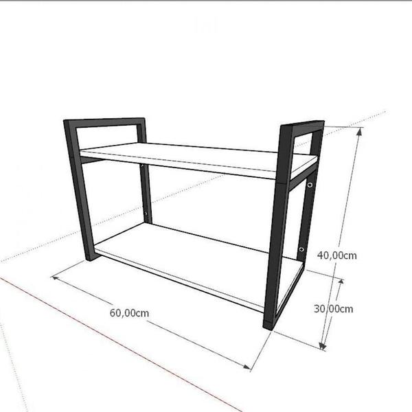 Imagem de Prateleira industrial para cozinha aço cor preto prateleiras 30 cm cor branca mod ind01bc