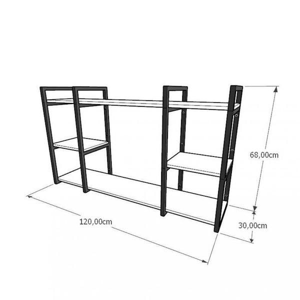 Imagem de Prateleira industrial para escritório aço cor preto prateleiras 30 cm cor branca modelo ind17bes