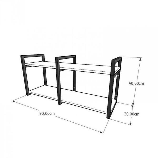 Imagem de Prateleira industrial para escritório aço cor preto prateleiras 30cm cor preto modelo ind22pes