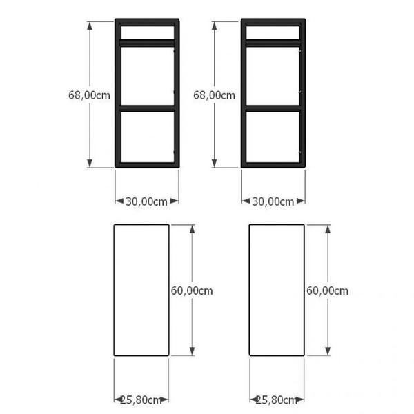 Imagem de Prateleira industrial para Sala aço cor preto prateleiras 30 cm cor branca modelo ind08bsl