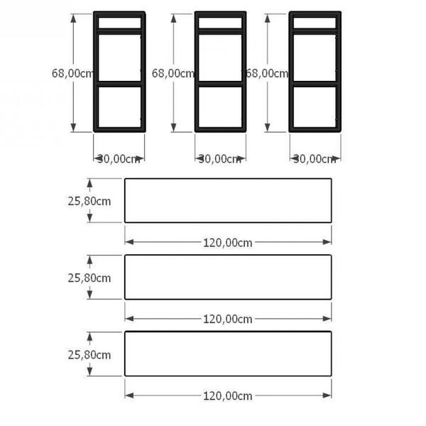 Imagem de Prateleira industrial para Sala aço cor preto prateleiras 30 cm cor branca modelo ind11bsl