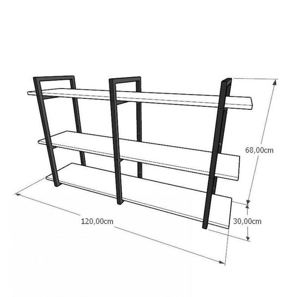 Imagem de Prateleira industrial para Sala aço cor preto prateleiras 30 cm cor branca modelo ind12bsl