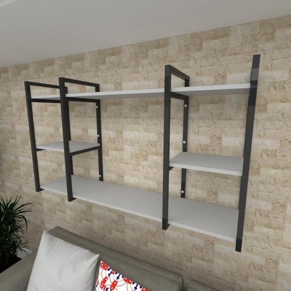 Imagem de Prateleira industrial para Sala aço cor preto prateleiras 30 cm cor cinza modelo ind17csl