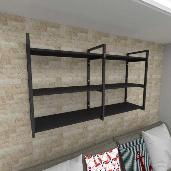 Imagem de Prateleira industrial para Sala aço cor preto prateleiras 30 cm cor preto modelo ind11psl