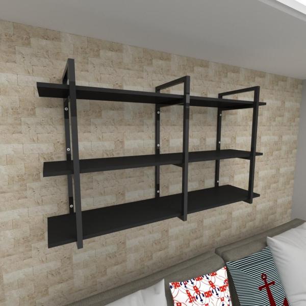 Imagem de Prateleira industrial para Sala aço cor preto prateleiras 30 cm cor preto modelo ind12psl