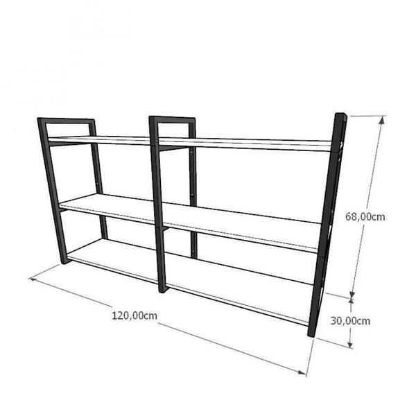 Imagem de Prateleira industrial para Sala aço preto prateleiras 30 cm cor amadeirado escuro modelo ind11aesl