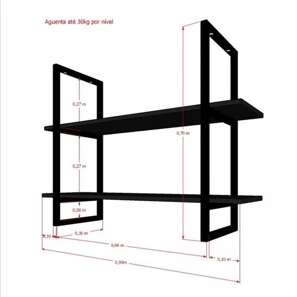 Prateleira Industrial Suspensa Cozinha Nicho Industrial Nichos Suporte - Ruffino Designer Imagem de Prateleira Industrial Suspensa Cozinha Nicho Industrial Nichos Suporte